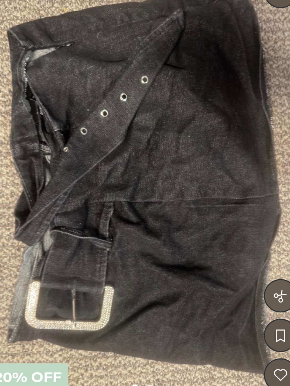 Black Skirt with Rhinestone Buckle
Matching top
